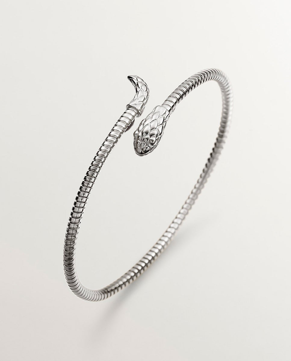 Bracelete de Prata 925 com Forma de Serpente Prata-1