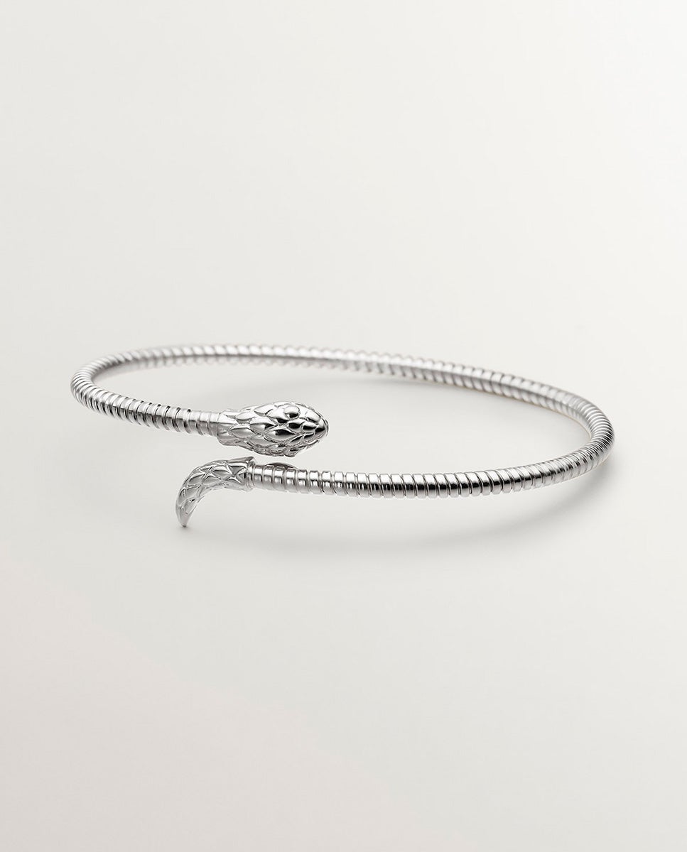 Bracelete de Prata 925 com Forma de Serpente Prata-3