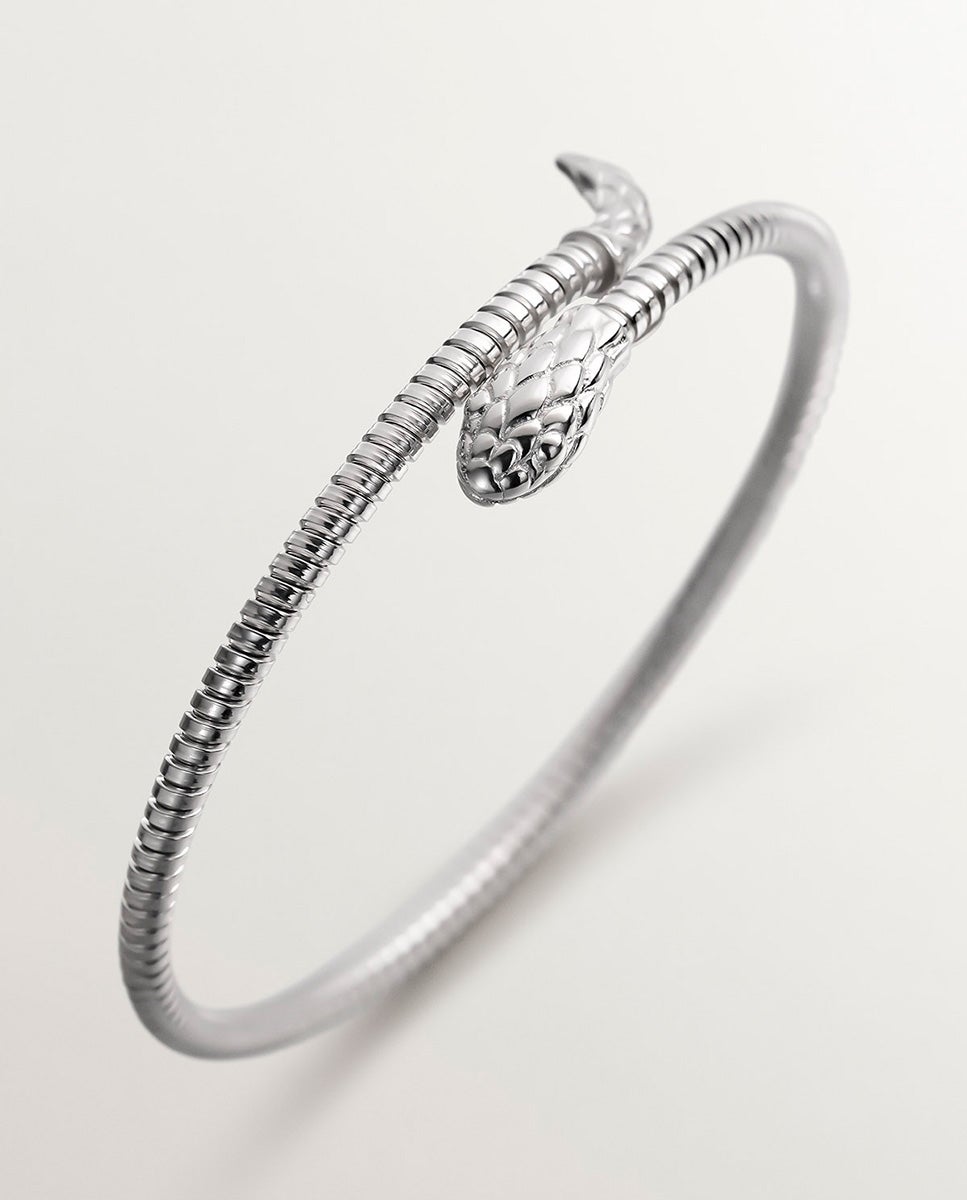Bracelete de Prata 925 com Forma de Serpente Prata-5
