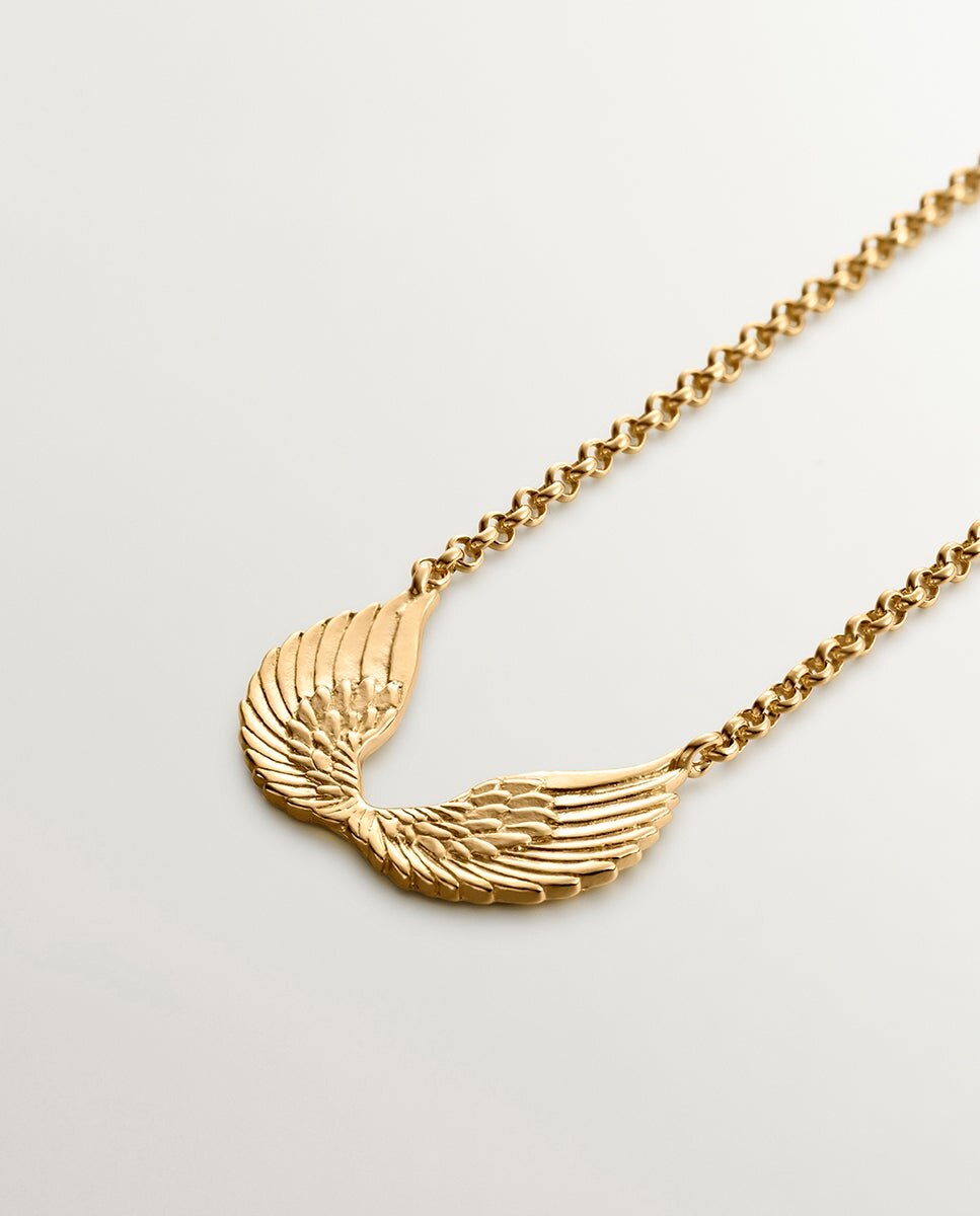 Pendente de Prata 925 Banhada em Ouro Amarelo de 18k com Asas Ouro-3
