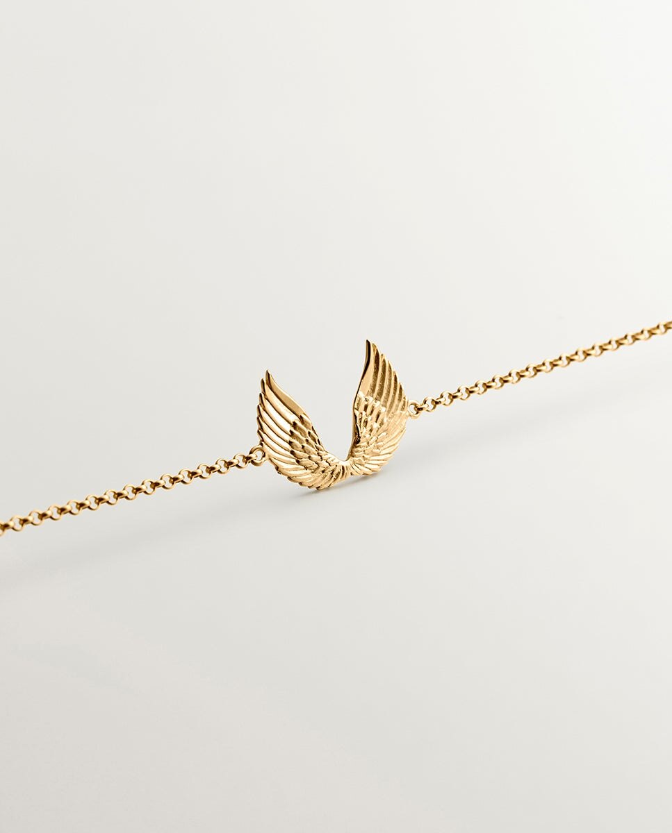 Pulseira de Prata 925 Banhada em Ouro Amarelo de 18k com Asas Ouro-5