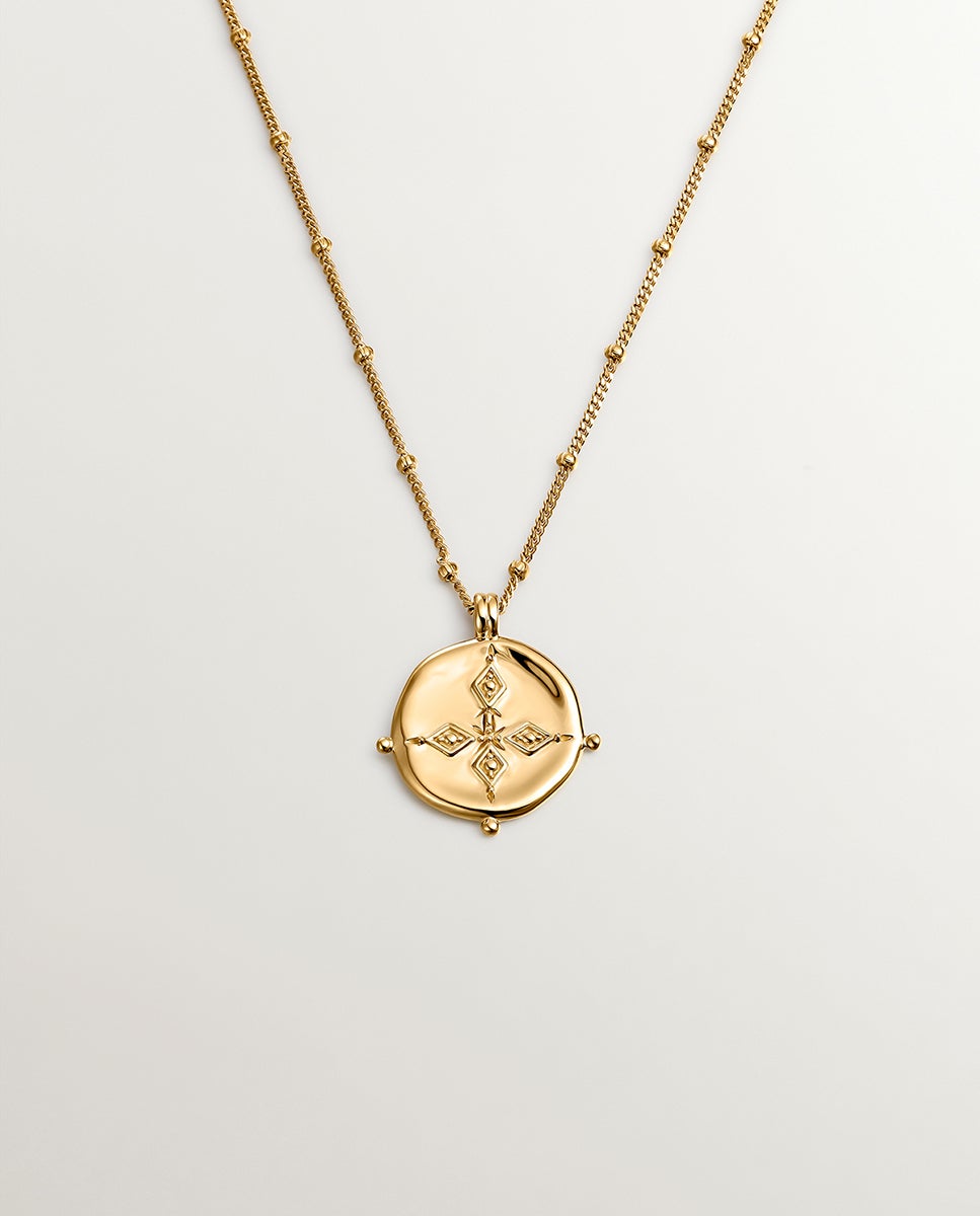 Imagem 0 de Pendente de Prata 925 Banhada em Ouro Amarelo de 18k com Medalha Estilo Antigo