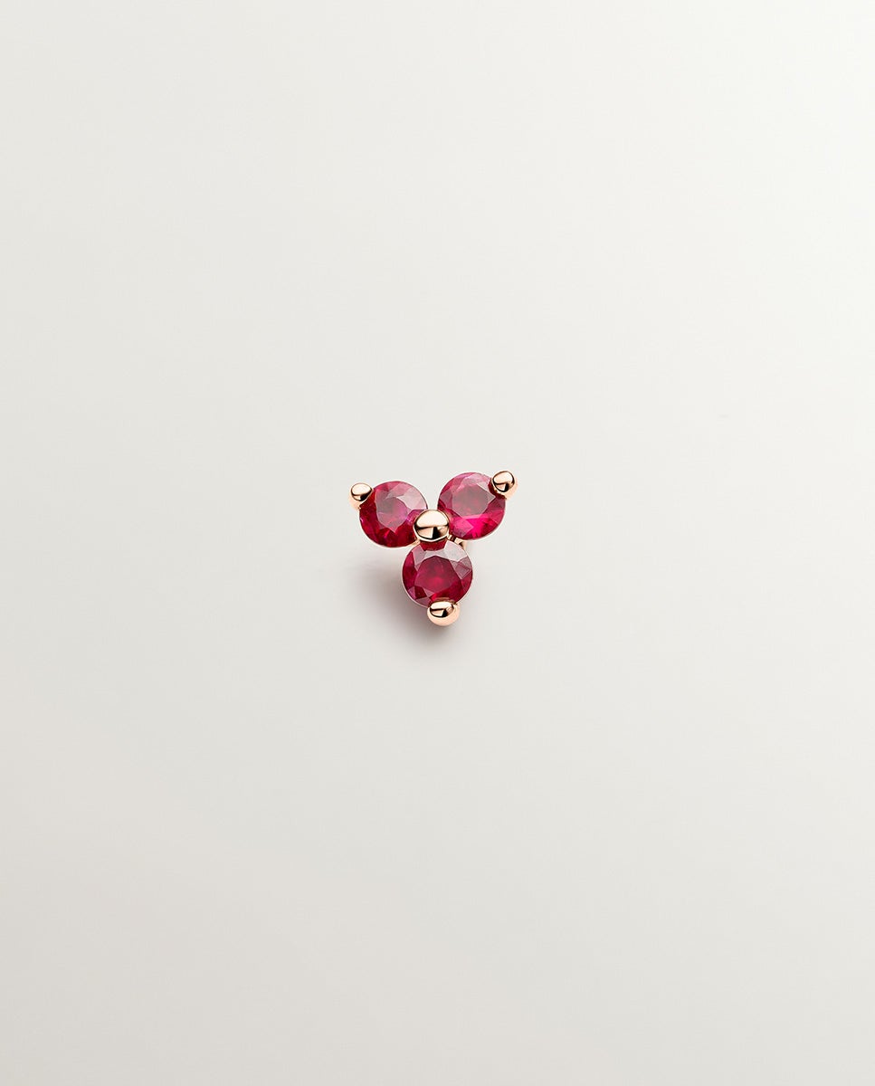 Pendiente Individual de Ouro Rosa de 9k com Rubis Vermelho-1