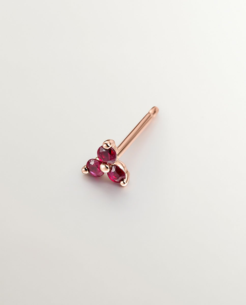 Pendiente Individual de Ouro Rosa de 9k com Rubis Vermelho-3