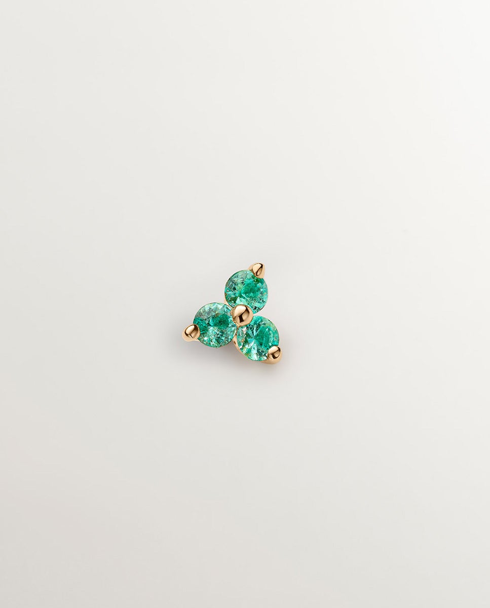 Pendente Individual de Ouro Amarelo de 9k com Trevo de Esmeraldas Verde-1