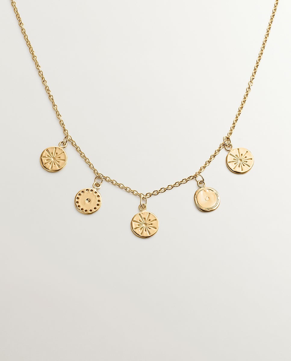 Colar de Prata 925 Banhada em Ouro Amarelo de 18k com Medalhas Ouro-1