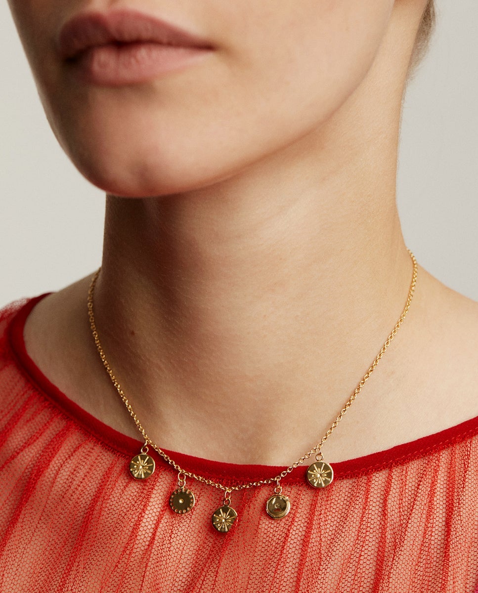 Colar de Prata 925 Banhada em Ouro Amarelo de 18k com Medalhas Ouro-2