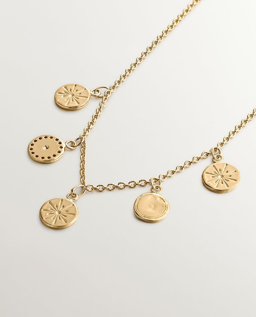 Colar de Prata 925 Banhada em Ouro Amarelo de 18k com Medalhas Ouro-3