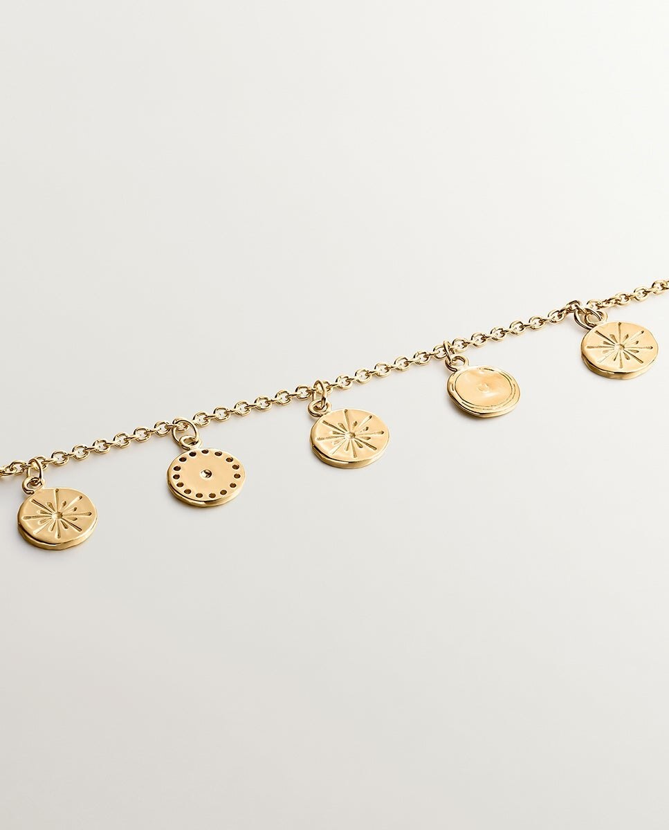Colar de Prata 925 Banhada em Ouro Amarelo de 18k com Medalhas Ouro-5