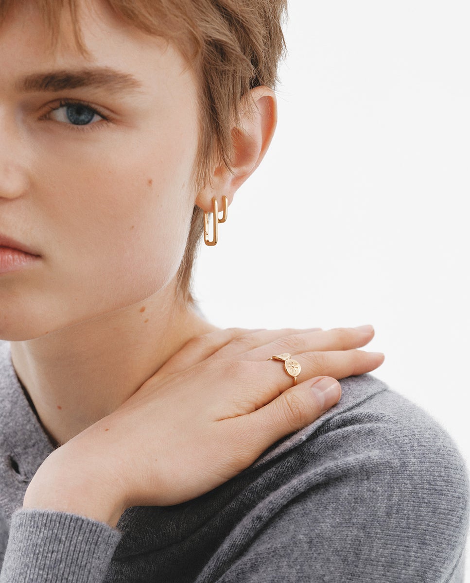 Anel de Prata 925 Banhada em Ouro Amarelo de 18k com Motivos Étnicos Ouro-6