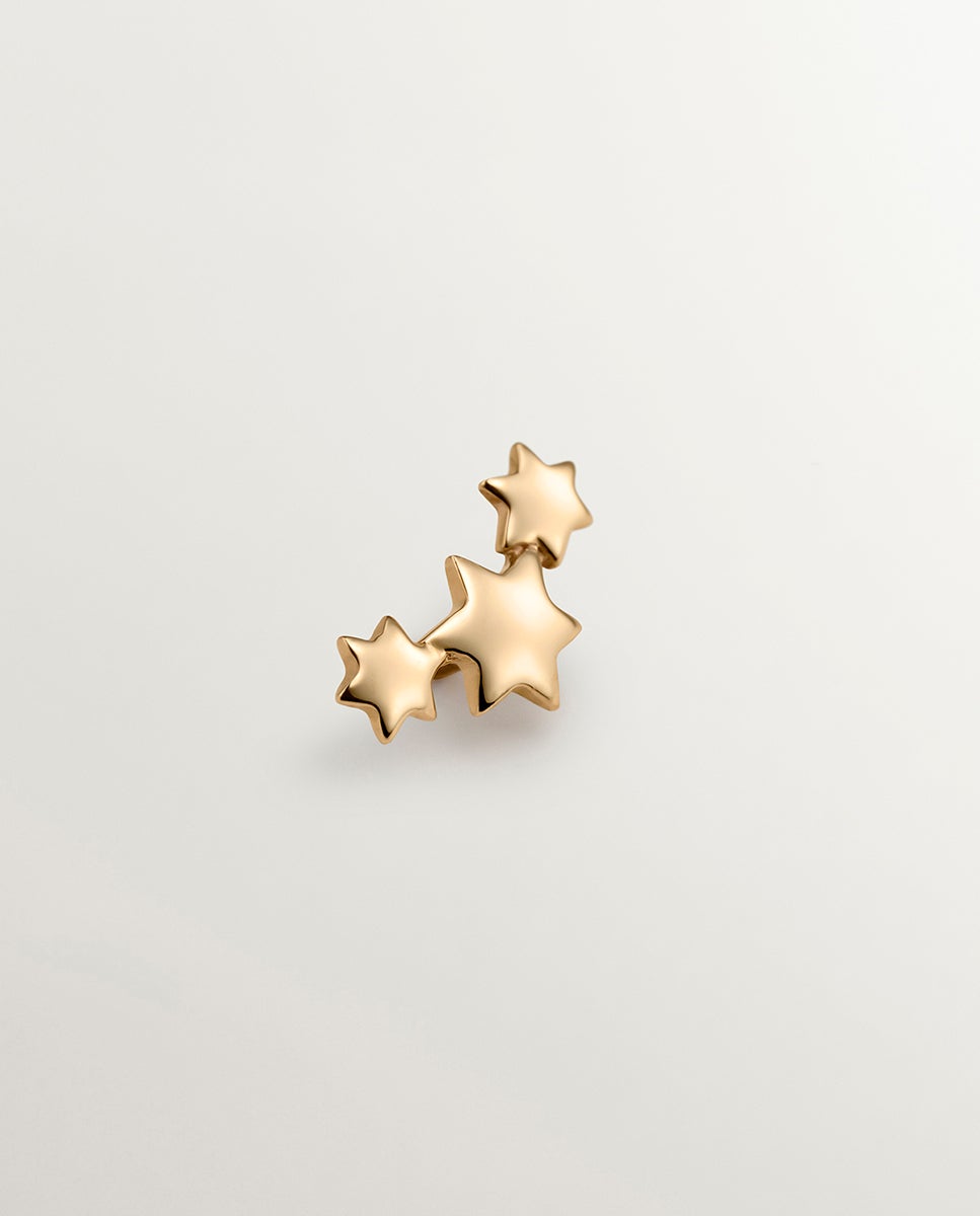 Pendiente Individual de Ouro Amarelo de 9k com Estrelas Ouro-1