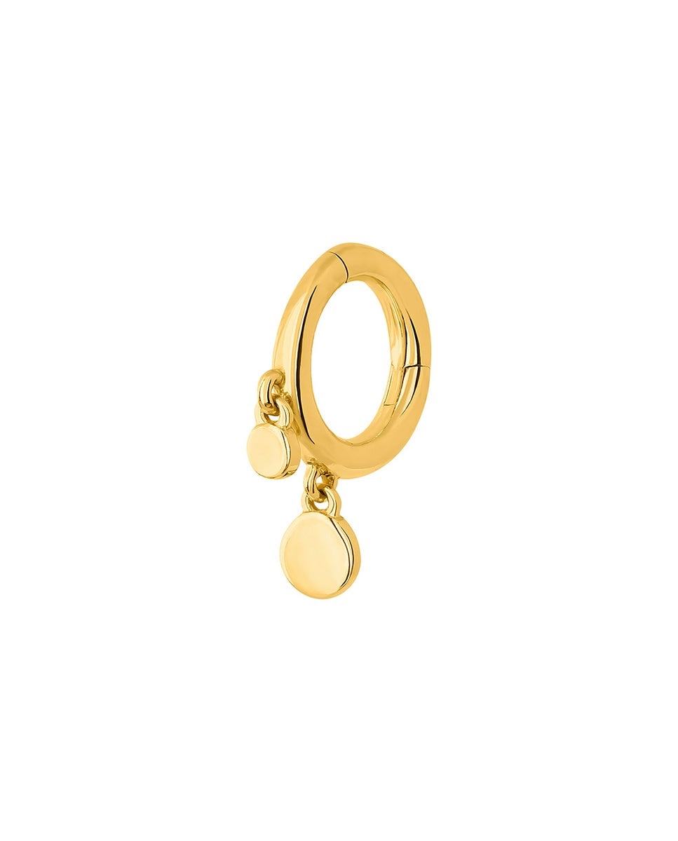Pendiente Individual de Aro Pequeno de Ouro Amarelo de 9k com Esferas Ouro-1