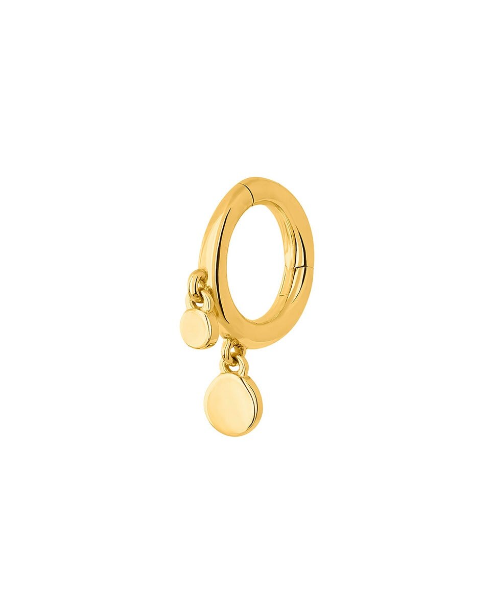 Pendiente Individual de Aro Pequeno de Ouro Amarelo de 9k com Esferas Ouro-2
