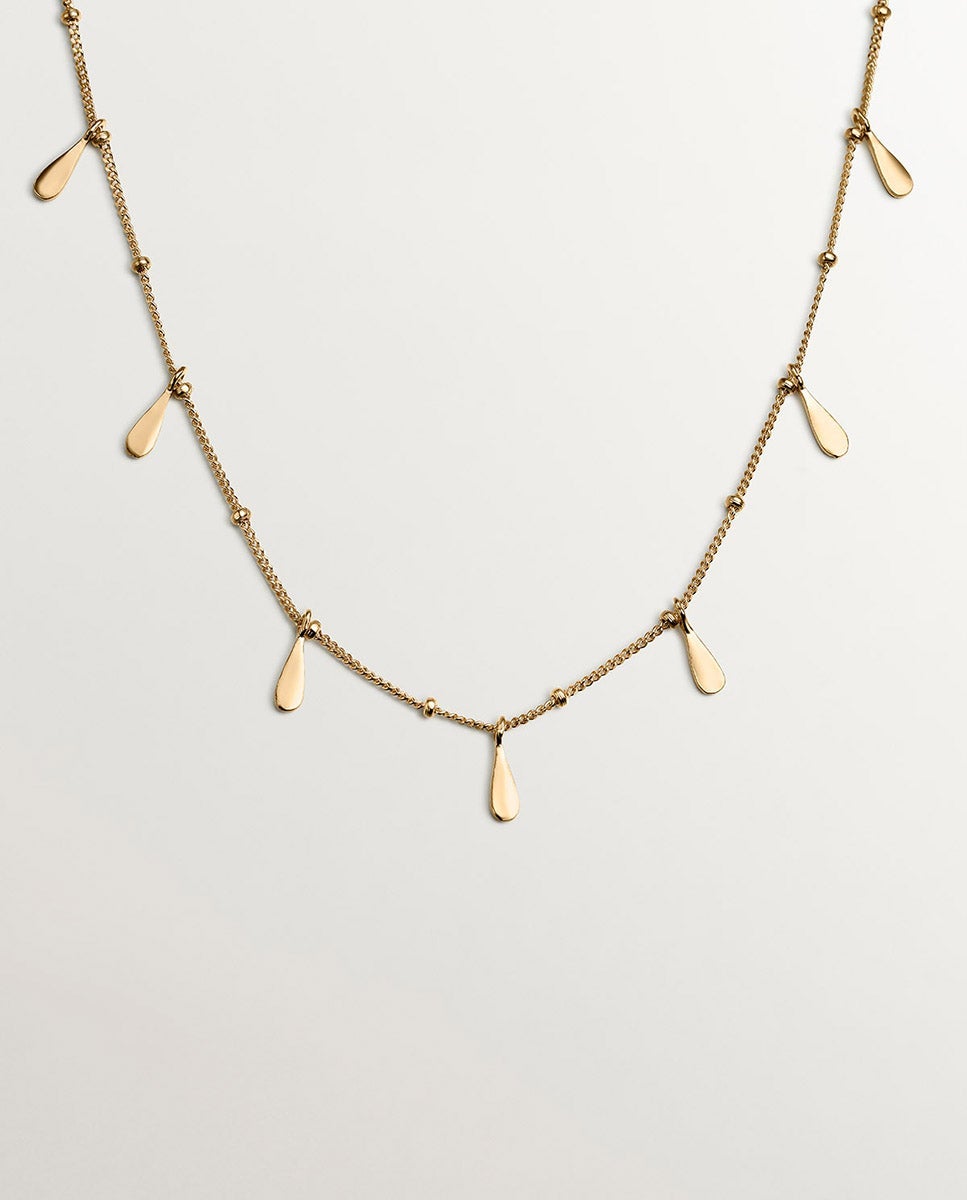 Colar de Prata 925 Banhada em Ouro Amarelo de 18k com Lágrimas Ouro-1