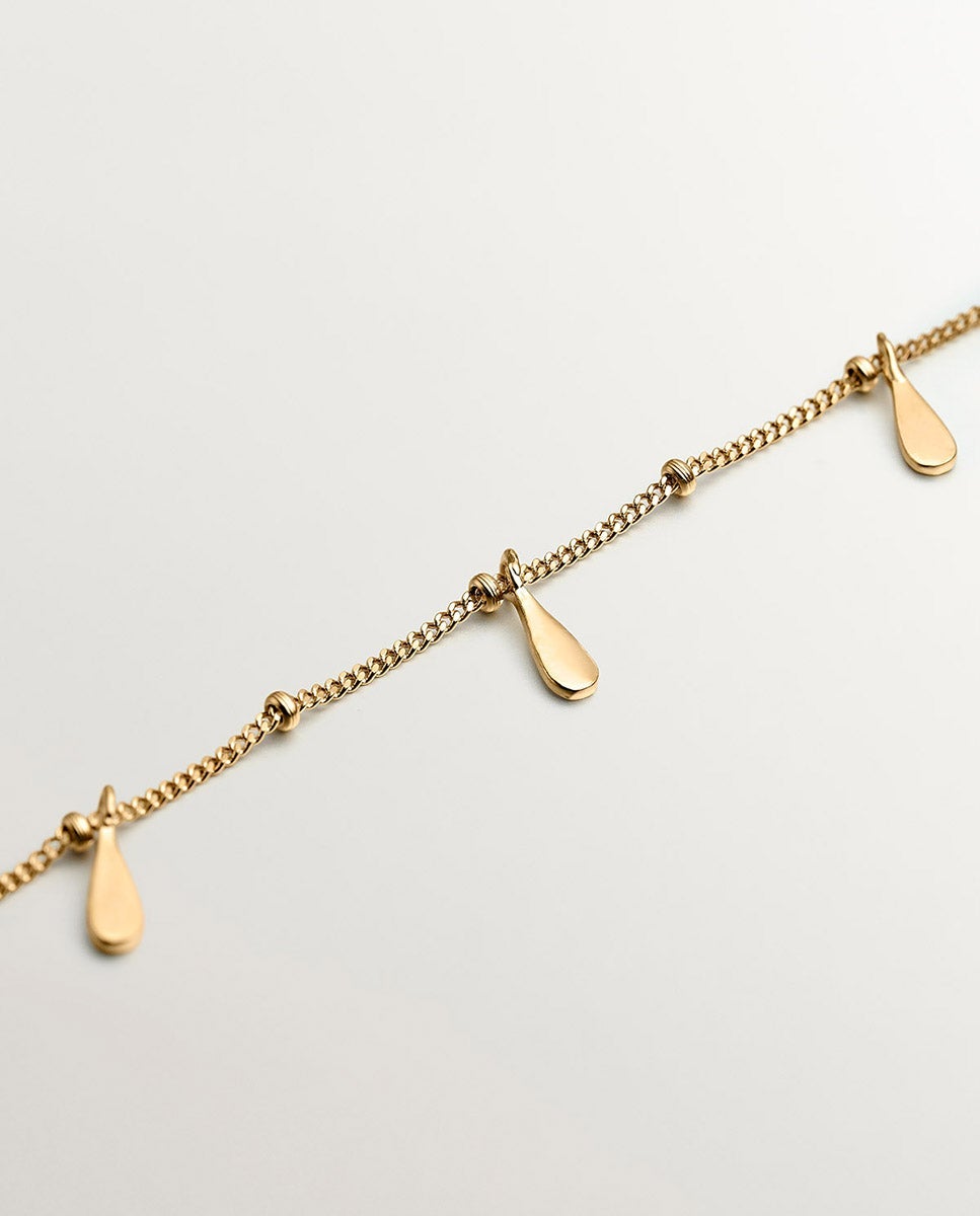 Colar de Prata 925 Banhada em Ouro Amarelo de 18k com Lágrimas Ouro-3