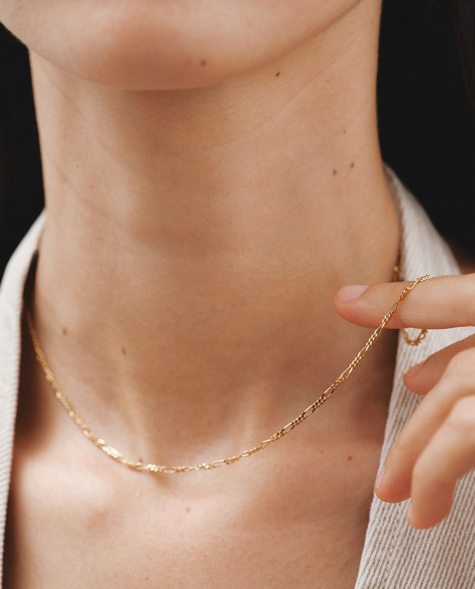 Corrente de Prata 925 Banhada a Ouro Amarelo de 18k com Elos Fígaro Dourado-2