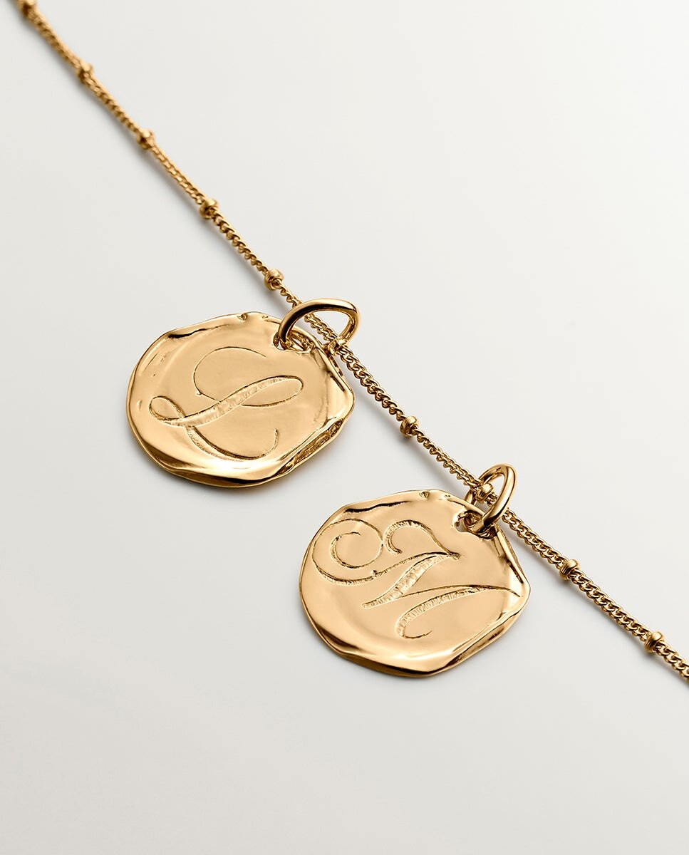 Charm Artesanal de Prata 925 Banhada em Ouro Amarelo de 18k com Inicial M Ouro-5
