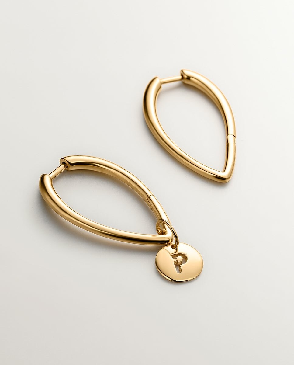 Brincos de Aro Grandes de Prata 925 com Banho em Ouro Amarelo de 18k com Forma de Gota Ouro-5