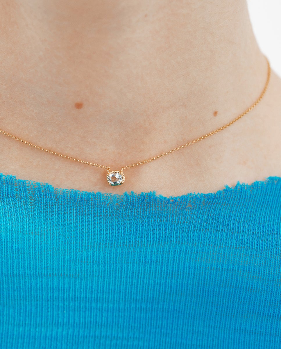 Pendente de Prata 925 Banhada em Ouro Amarelo de 18k com Topázio Azul Sky Azul-2