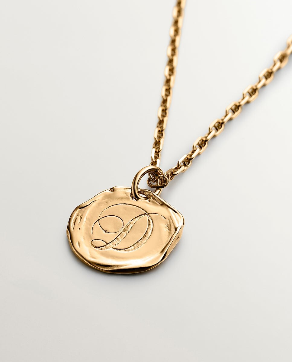 Charm Artesanal de Prata 925 Banhada em Ouro Amarelo de 18k com Inicial D Ouro-5