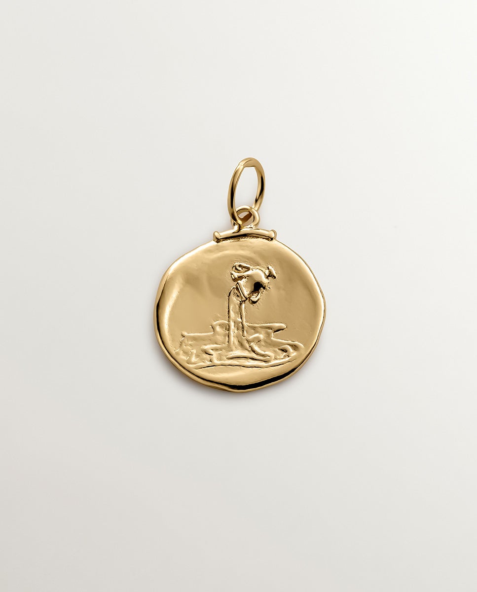 Charm Aquário de Prata 925 Banhada em Ouro Amarelo de 18k Ouro-1