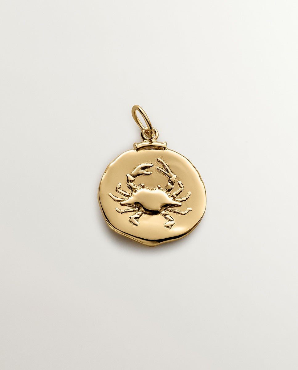 Charm Câncer de Prata 925 Banhada em Ouro Amarelo de 18k Ouro-1