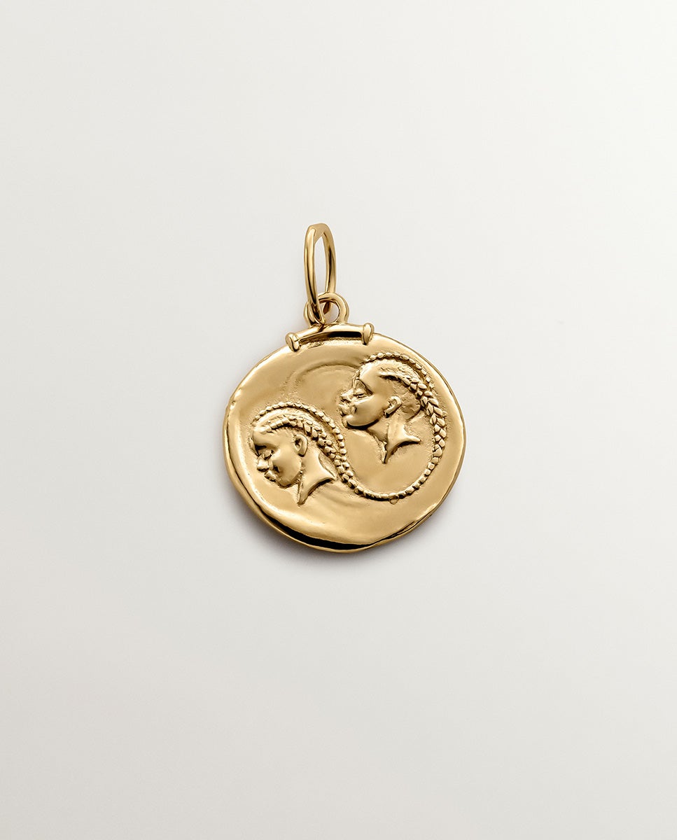 Charm Géminis de Prata 925 Banhada em Ouro Amarelo de 18k Ouro-1