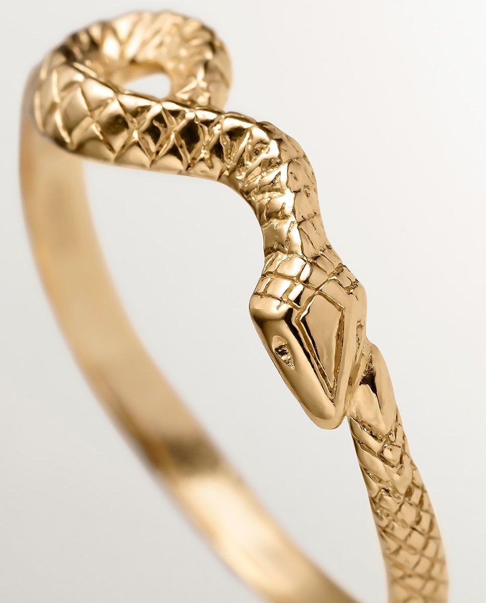 Anel de Prata 925 Banhada em Ouro Amarelo de 18k com Forma de Serpente Ouro-5