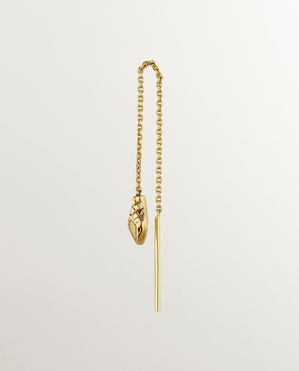 Pendiente Individual de Prata 925 Banhada em Ouro Amarelo de 18k com Cabeça de Serpente Ouro-1