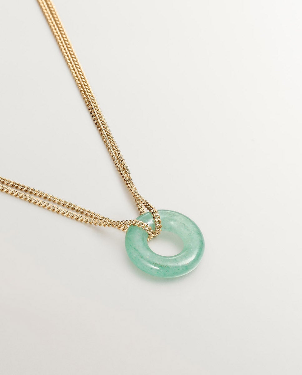 Pulseira de Prata 925 Banhada a Ouro Amarelo de 18k com Aventurina Verde Verde-3