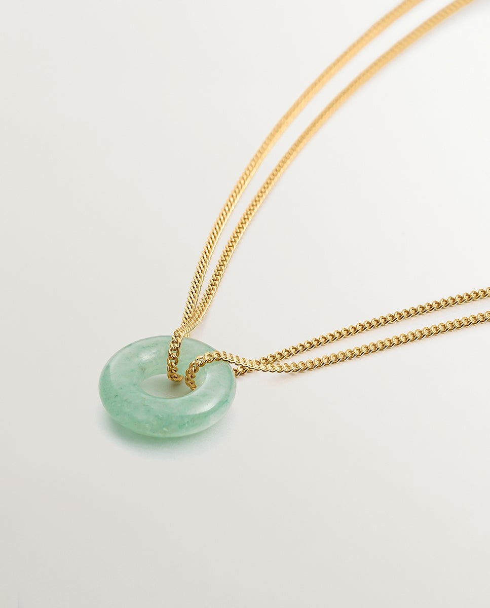 Pendentes de Prata 925 Banhada em Ouro Amarelo de 18k com Aventurina Verde Verde-3