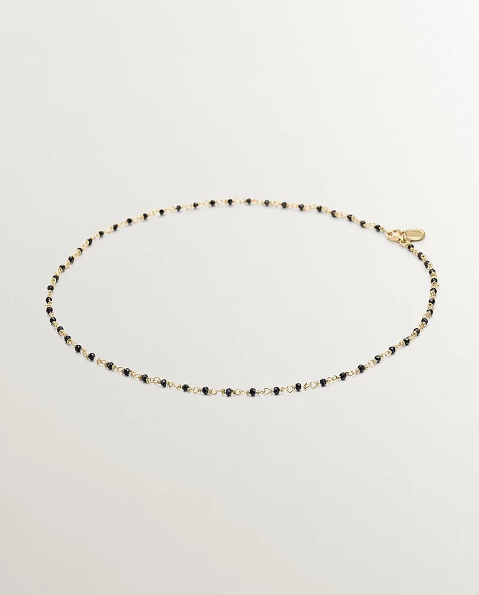 Imagem 0 de Corrente de Prata 925 Banhada a Ouro Amarelo 18k com Espinelas Negras