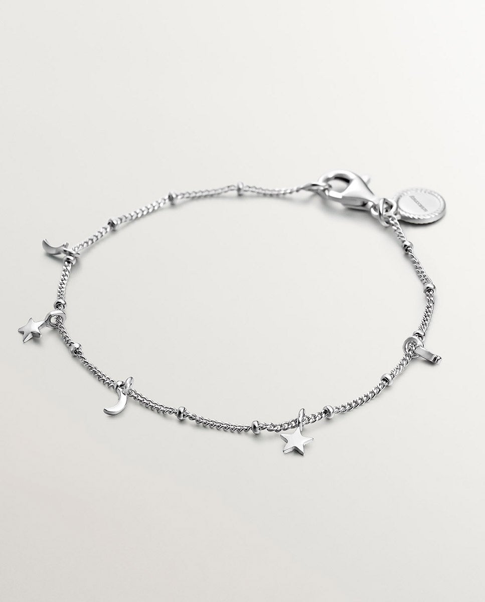 Pulseira de Prata 925 com Luas e Estrelas Prata-1
