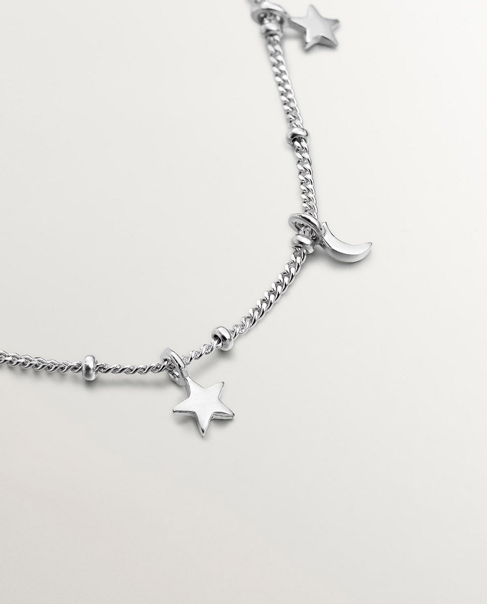 Pulseira de Prata 925 com Luas e Estrelas Prata-3