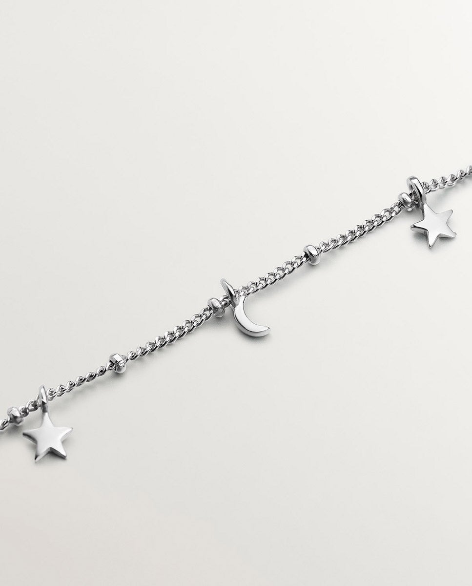Pulseira de Prata 925 com Luas e Estrelas Prata-5