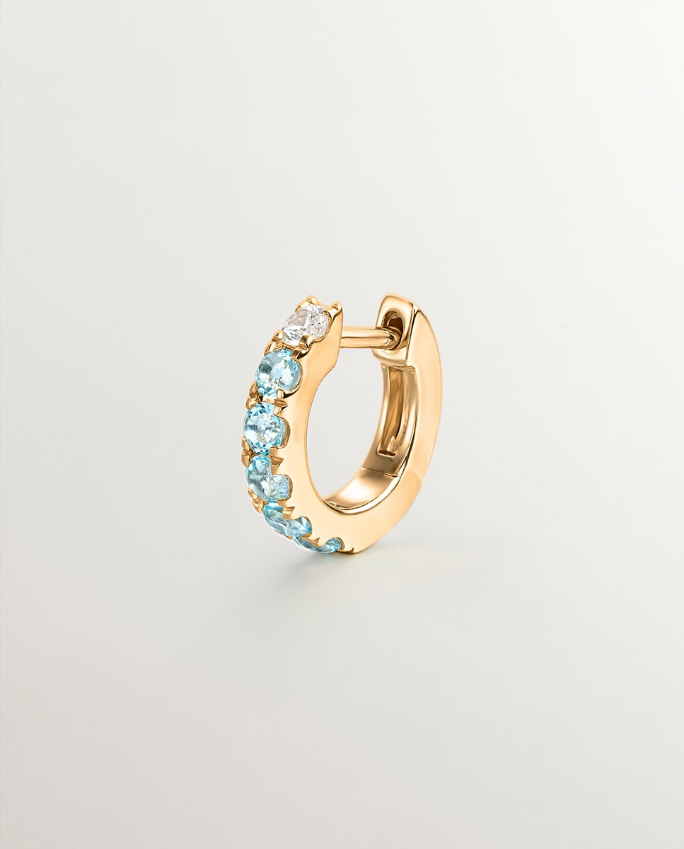 Pendiente Individual de Prata 925 Banhada em Ouro Amarelo de 18k com Safiras Brancas e Azuis Azul-1