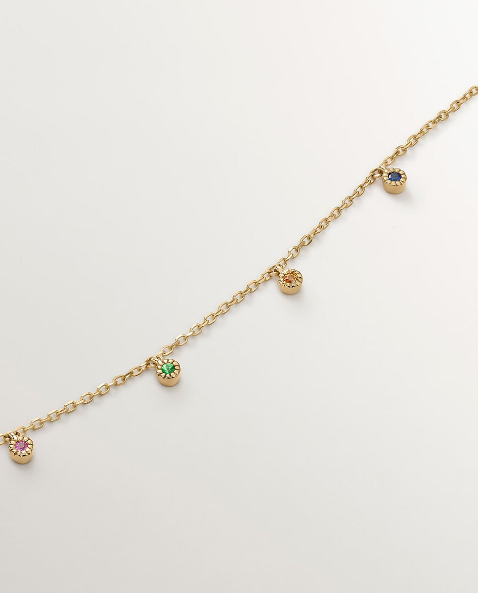 Colar de Ouro Amarelo de 9k com Tsavoritas e Safiras Multicolor Multicolor-5