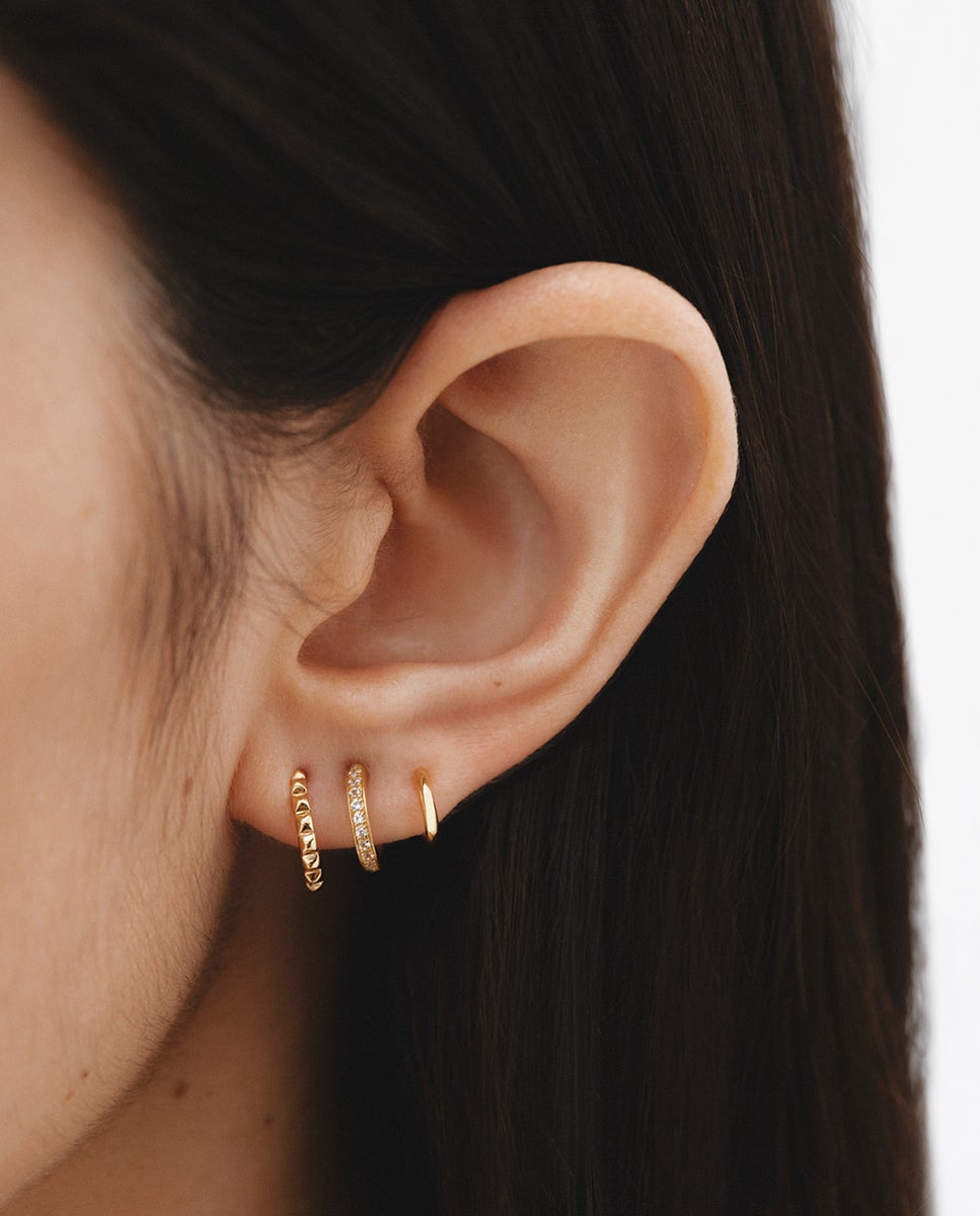 Brincos Trepadores de Prata 925 Banhada em Ouro Amarelo de 18k com Topázios Brancos Branco-2