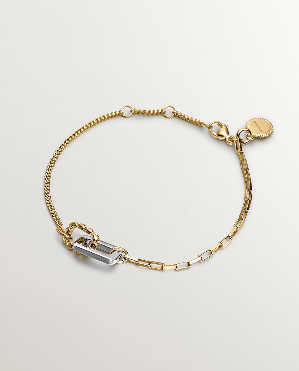 Pulseira de Prata 925 e Prata 925 Banhada em Ouro Amarelo de 18k Ouro-1