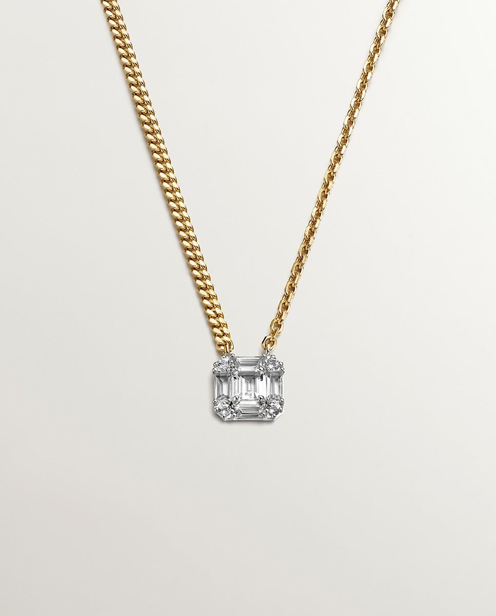Colar de Prata 925 Banhada em Ouro Amarelo de 18k com Topázios Brancos Branco-1