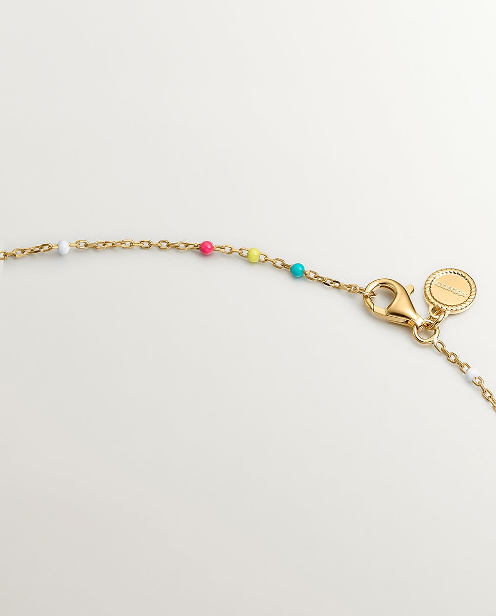 Corrente de Prata 925 Banhada a Ouro Amarelo de 18k com Esmalte Multicolor Ouro-3