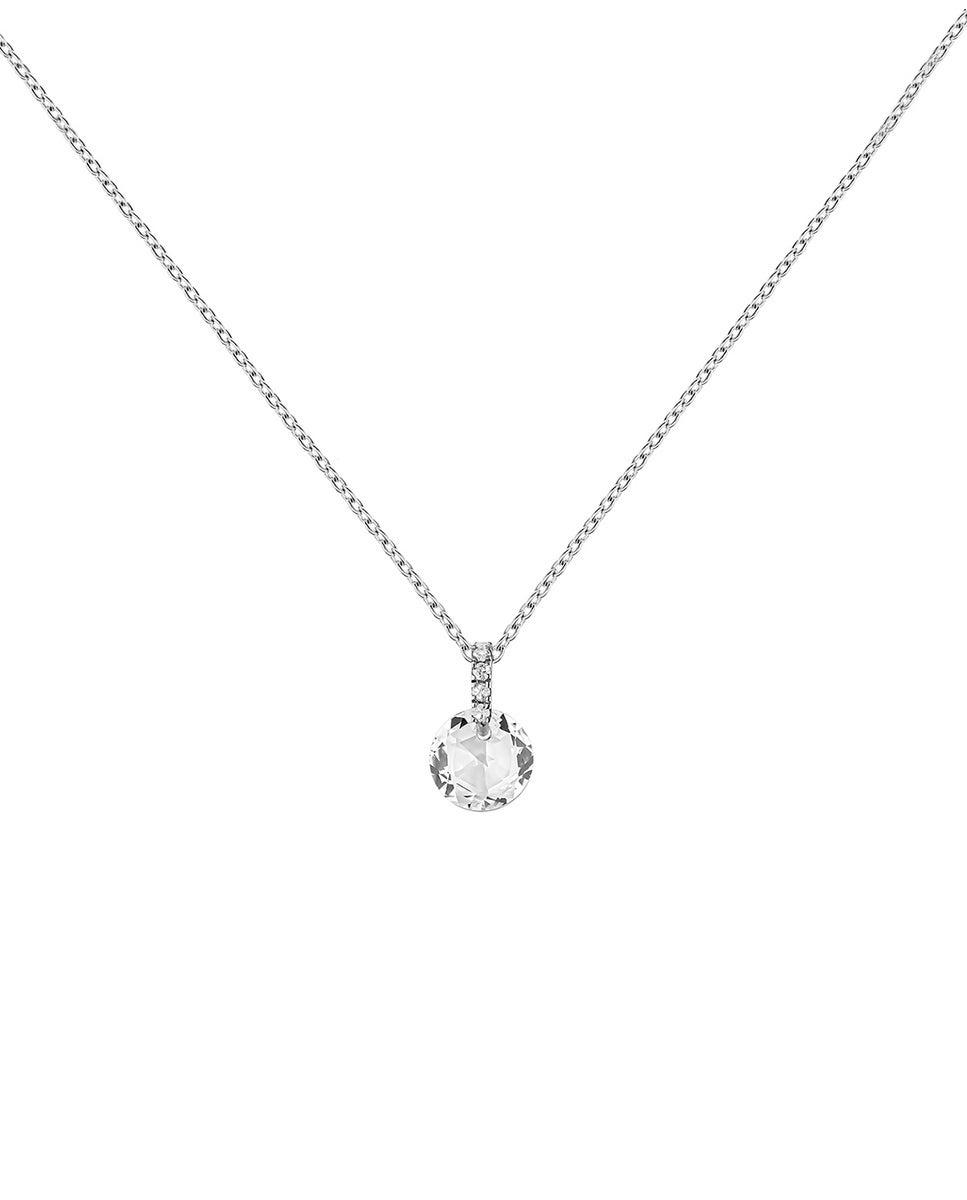 Pendente de Ouro Branco de 9k com Topázio Branco e Safira Cinzenta Branco-2