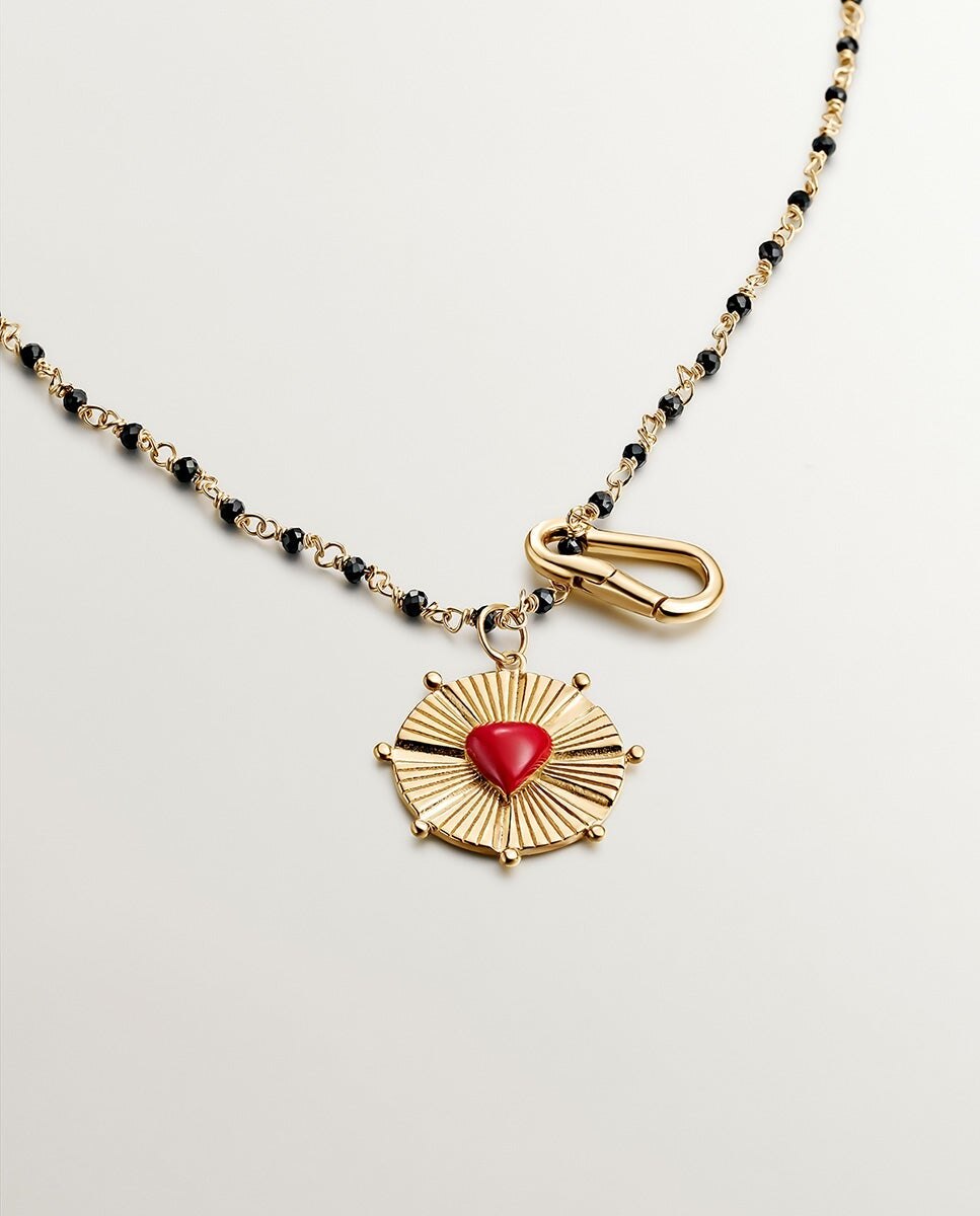 Charm de Prata 925 Banhada em Ouro Amarelo de 18k com Coração de Esmalte Ouro-5