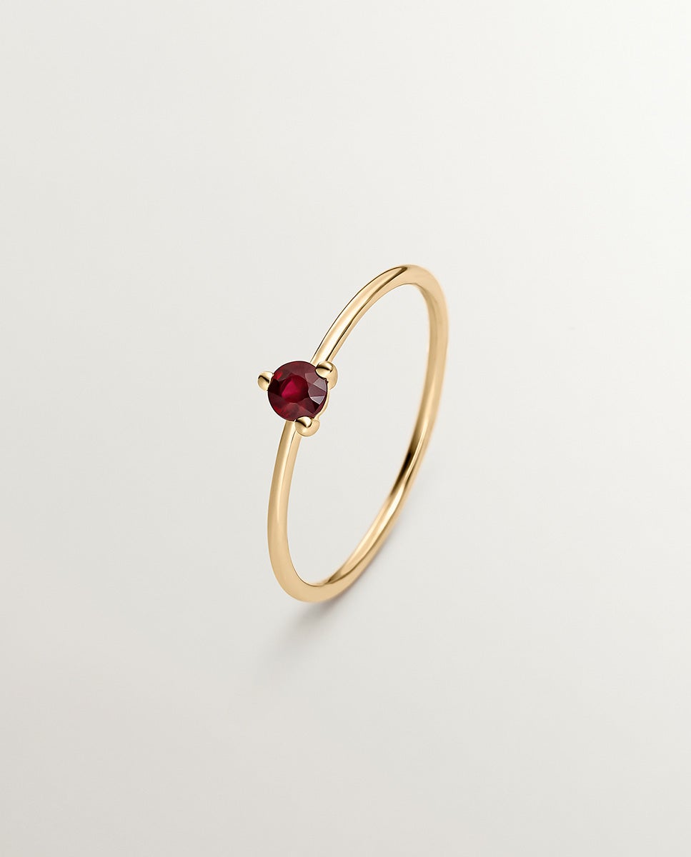 Anel de Ouro Amarelo de 9k com Rubi Vermelho Ouro-1