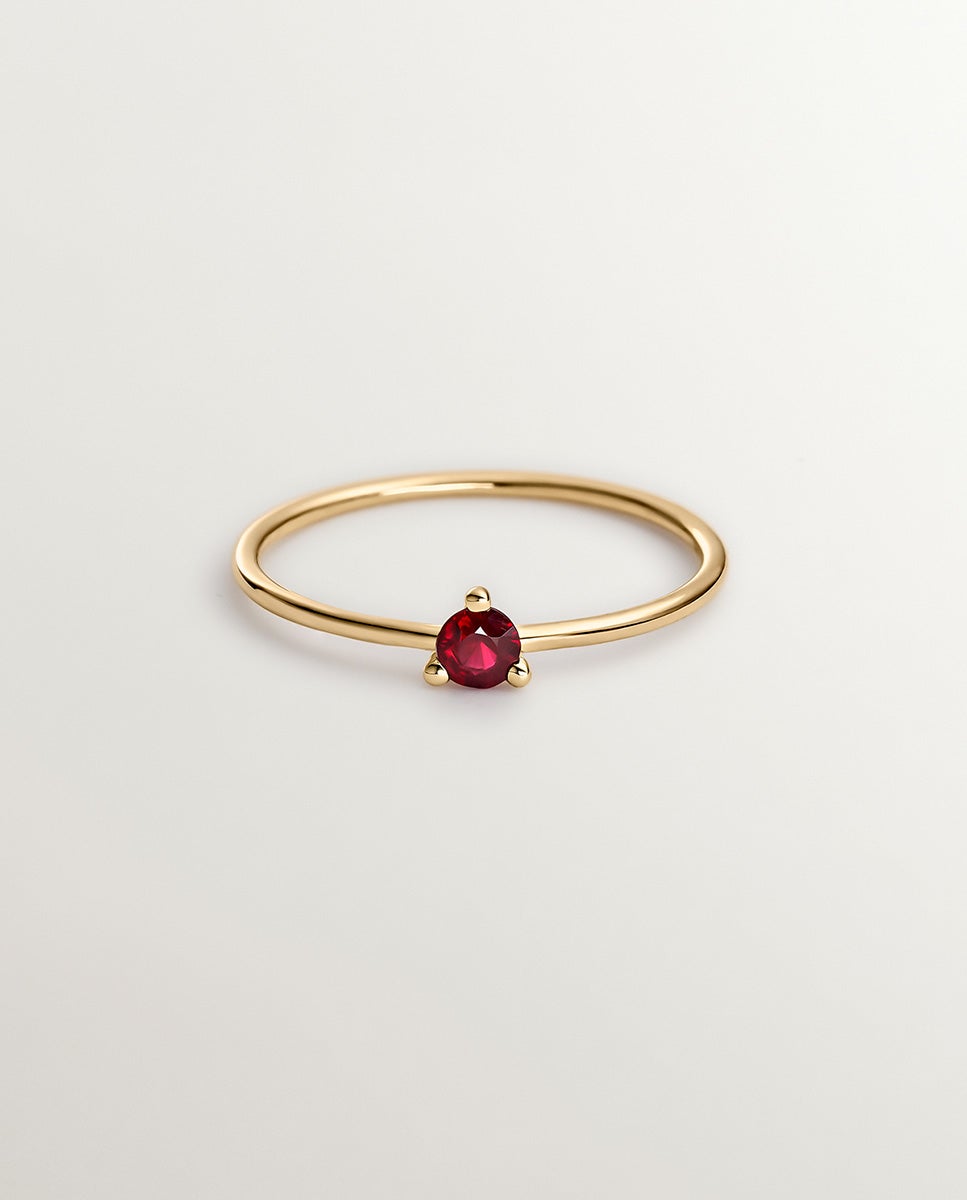 Anel de Ouro Amarelo de 9k com Rubi Vermelho Ouro-3