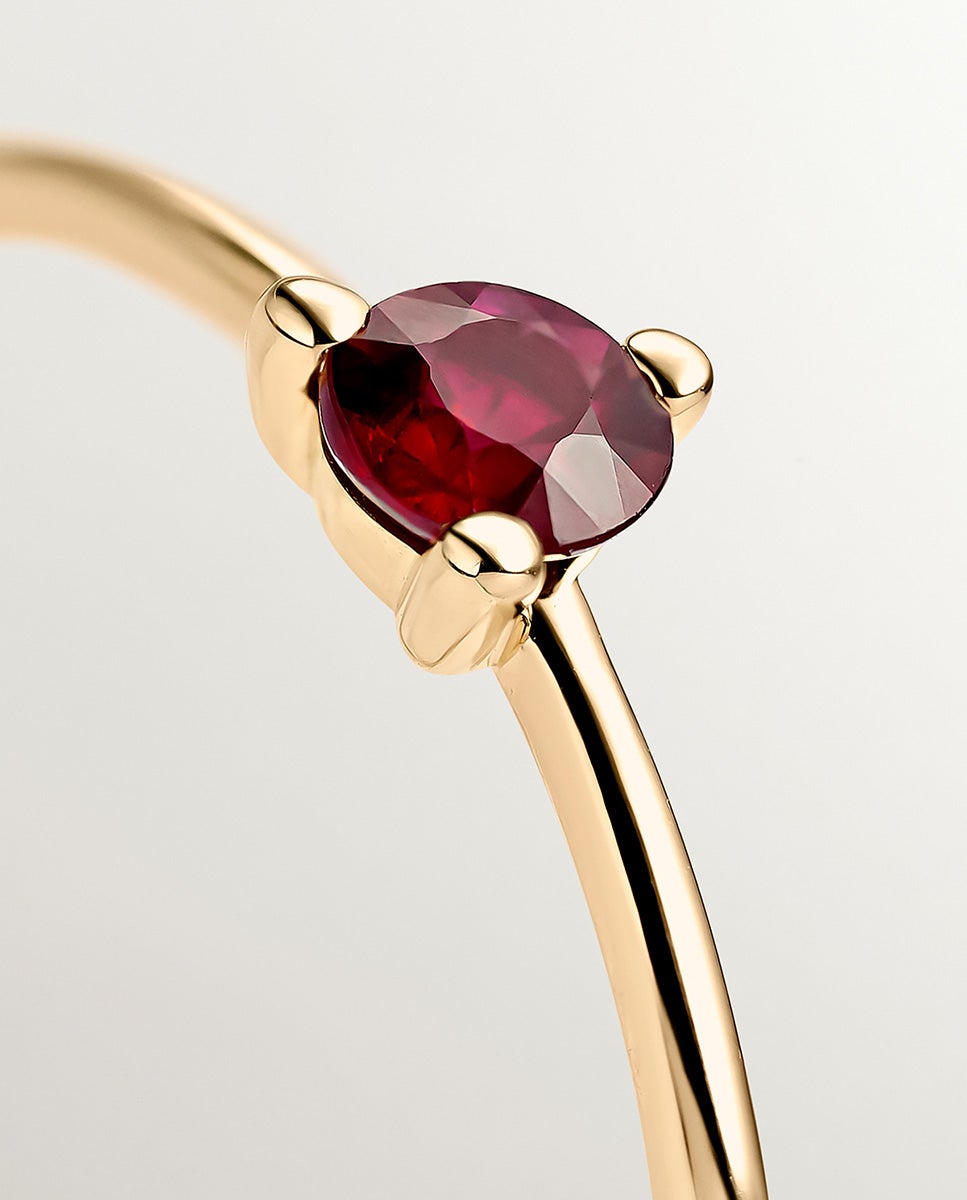 Anel de Ouro Amarelo de 9k com Rubi Vermelho Ouro-5