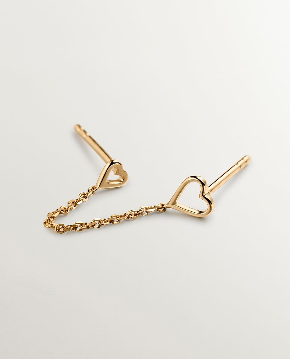 Pendente Individual Trepador de Ouro Amarelo de 9k com Corações Ouro-3