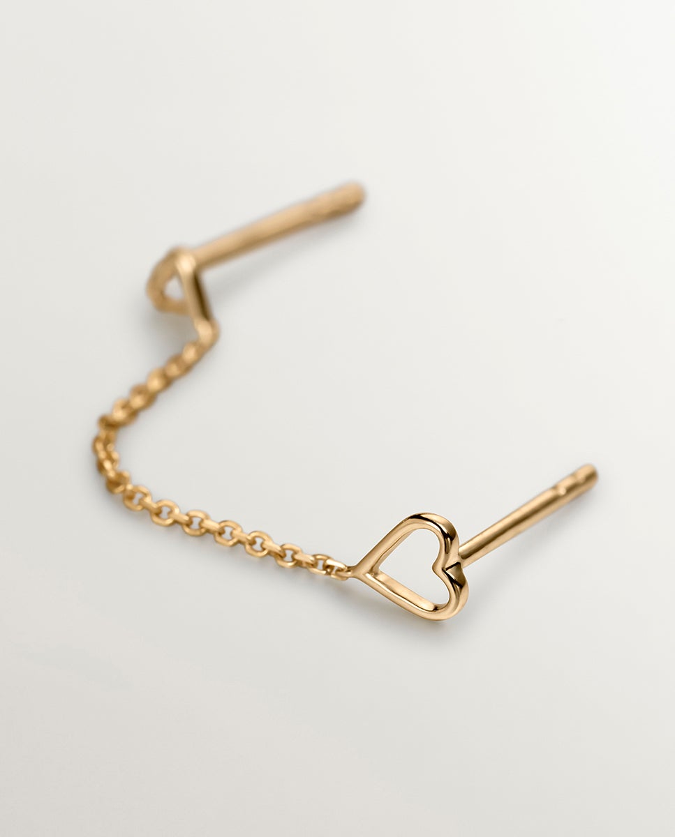 Pendente Individual Trepador de Ouro Amarelo de 9k com Corações Ouro-5