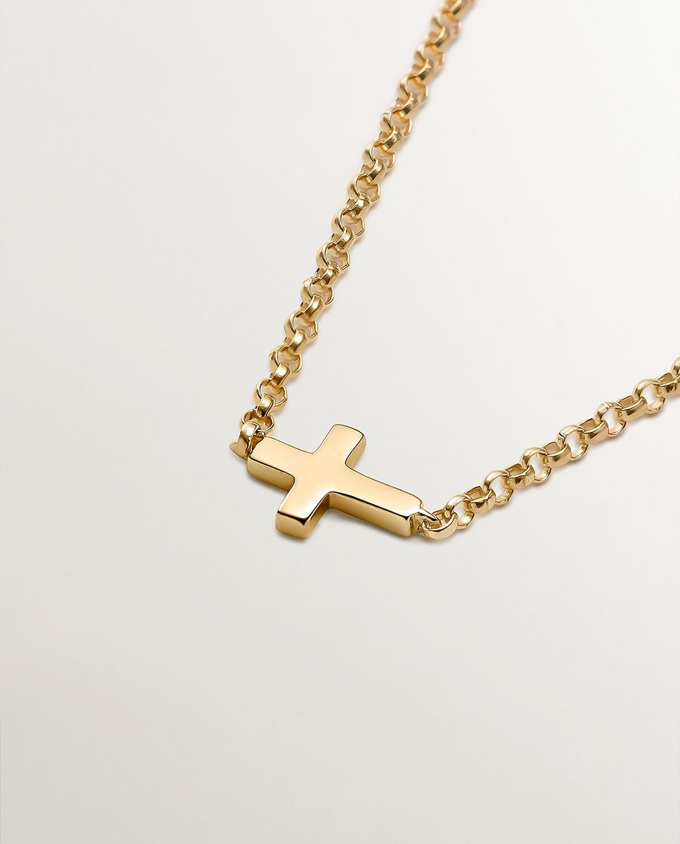 Pulseira de Ouro Amarelo de 9k com Cruz Ouro-3