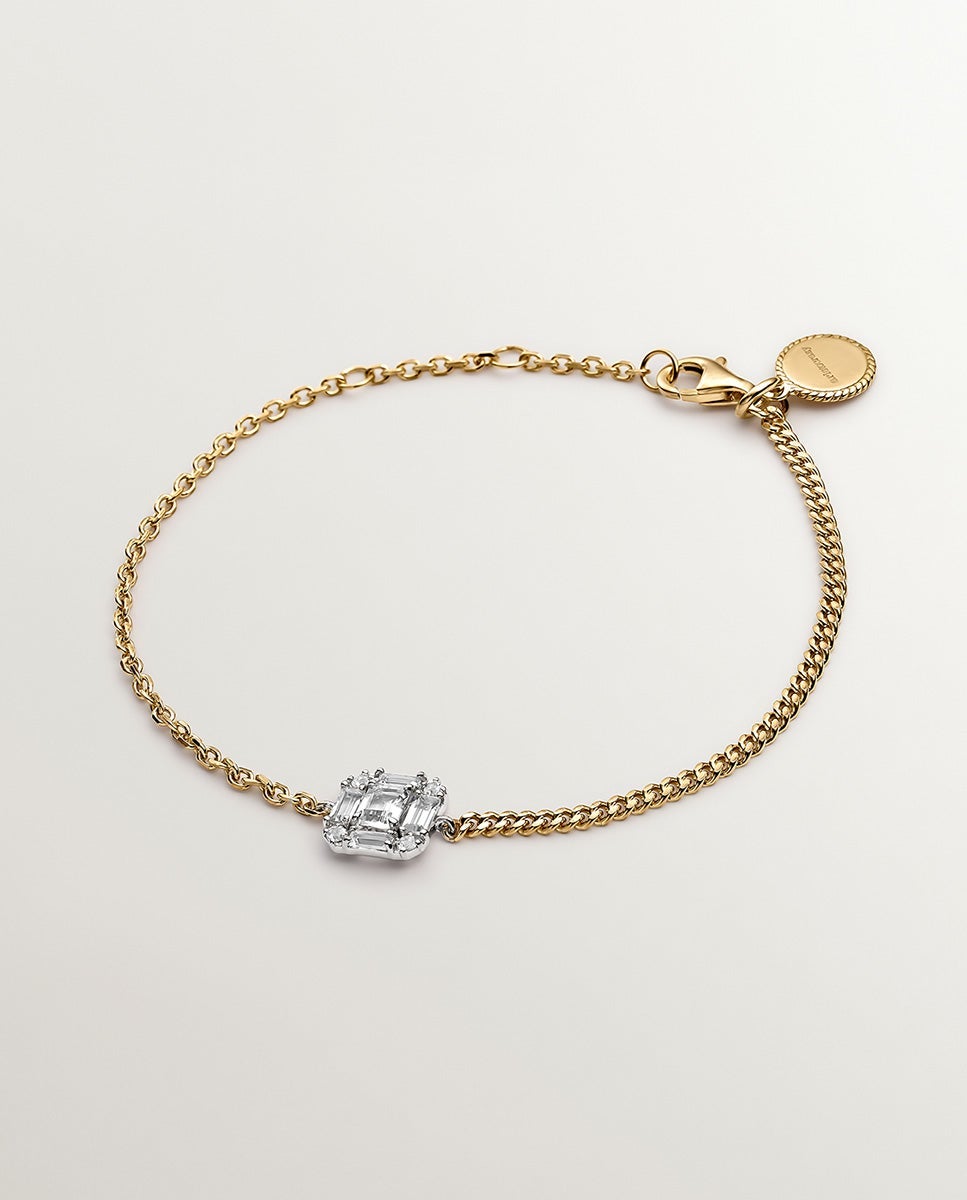 Pulseira de Prata 925 Banhada em Ouro Amarelo de 18k com Topázios Brancos Branco-1